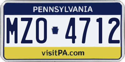 PA license plate MZO4712