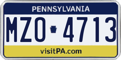 PA license plate MZO4713