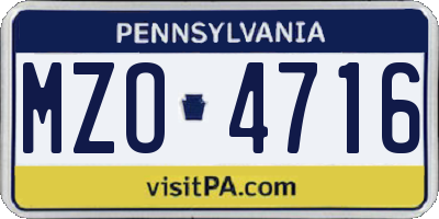PA license plate MZO4716