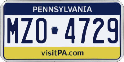 PA license plate MZO4729