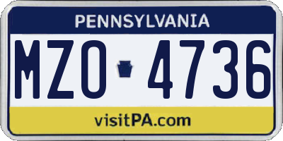 PA license plate MZO4736