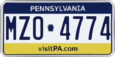 PA license plate MZO4774