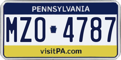 PA license plate MZO4787
