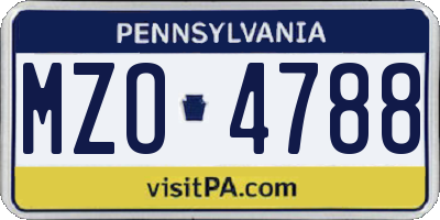 PA license plate MZO4788
