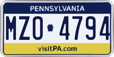 PA license plate MZO4794