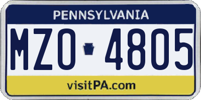 PA license plate MZO4805