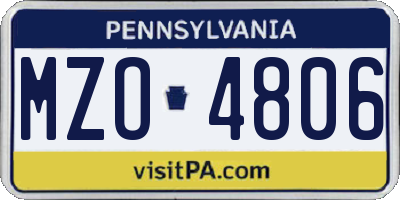 PA license plate MZO4806