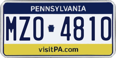 PA license plate MZO4810