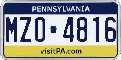 PA license plate MZO4816