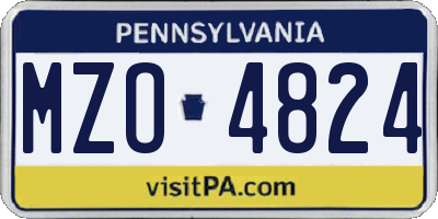 PA license plate MZO4824