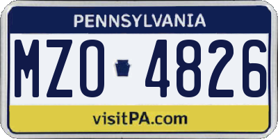 PA license plate MZO4826