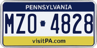 PA license plate MZO4828