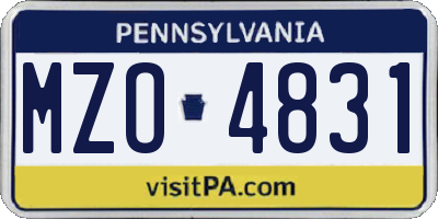 PA license plate MZO4831