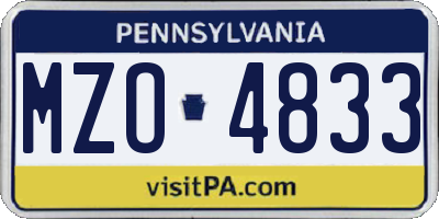 PA license plate MZO4833