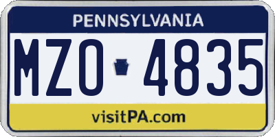 PA license plate MZO4835