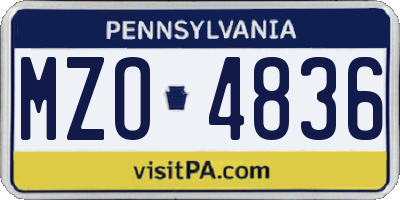 PA license plate MZO4836