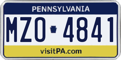 PA license plate MZO4841