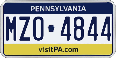 PA license plate MZO4844