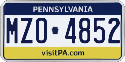 PA license plate MZO4852
