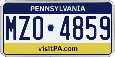 PA license plate MZO4859