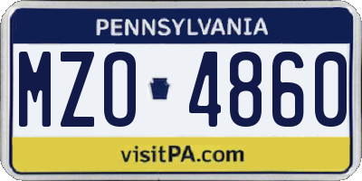 PA license plate MZO4860