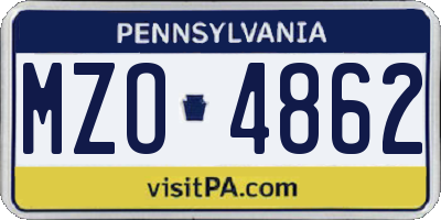 PA license plate MZO4862