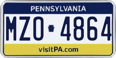 PA license plate MZO4864