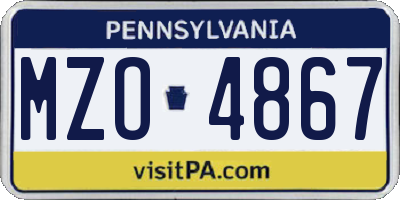 PA license plate MZO4867