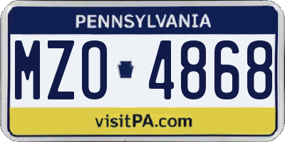 PA license plate MZO4868