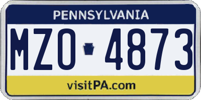 PA license plate MZO4873
