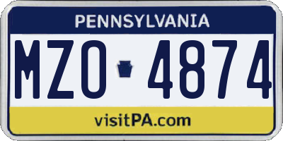 PA license plate MZO4874