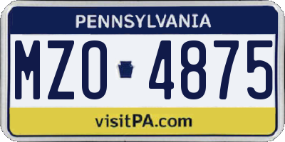 PA license plate MZO4875