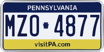 PA license plate MZO4877