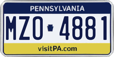 PA license plate MZO4881