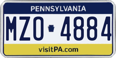 PA license plate MZO4884