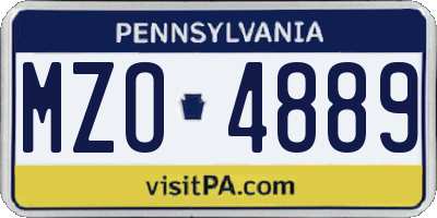 PA license plate MZO4889