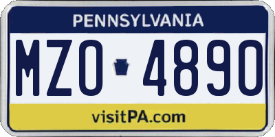 PA license plate MZO4890