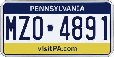 PA license plate MZO4891