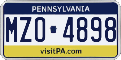 PA license plate MZO4898