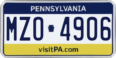 PA license plate MZO4906
