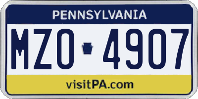 PA license plate MZO4907