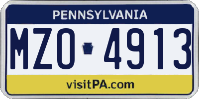 PA license plate MZO4913