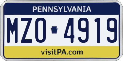 PA license plate MZO4919