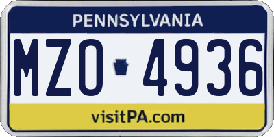 PA license plate MZO4936