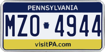 PA license plate MZO4944