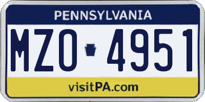 PA license plate MZO4951