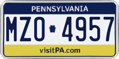 PA license plate MZO4957