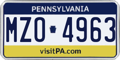 PA license plate MZO4963