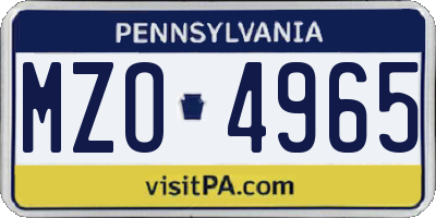 PA license plate MZO4965