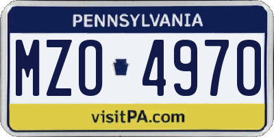 PA license plate MZO4970